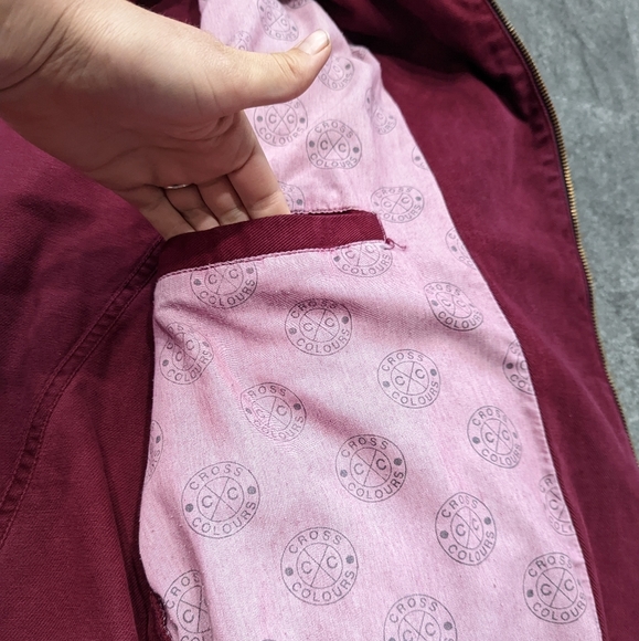 Cross Colours Crafted in South Central L.A Burgundy cotton oversize denim XL - Picture 4 of 12